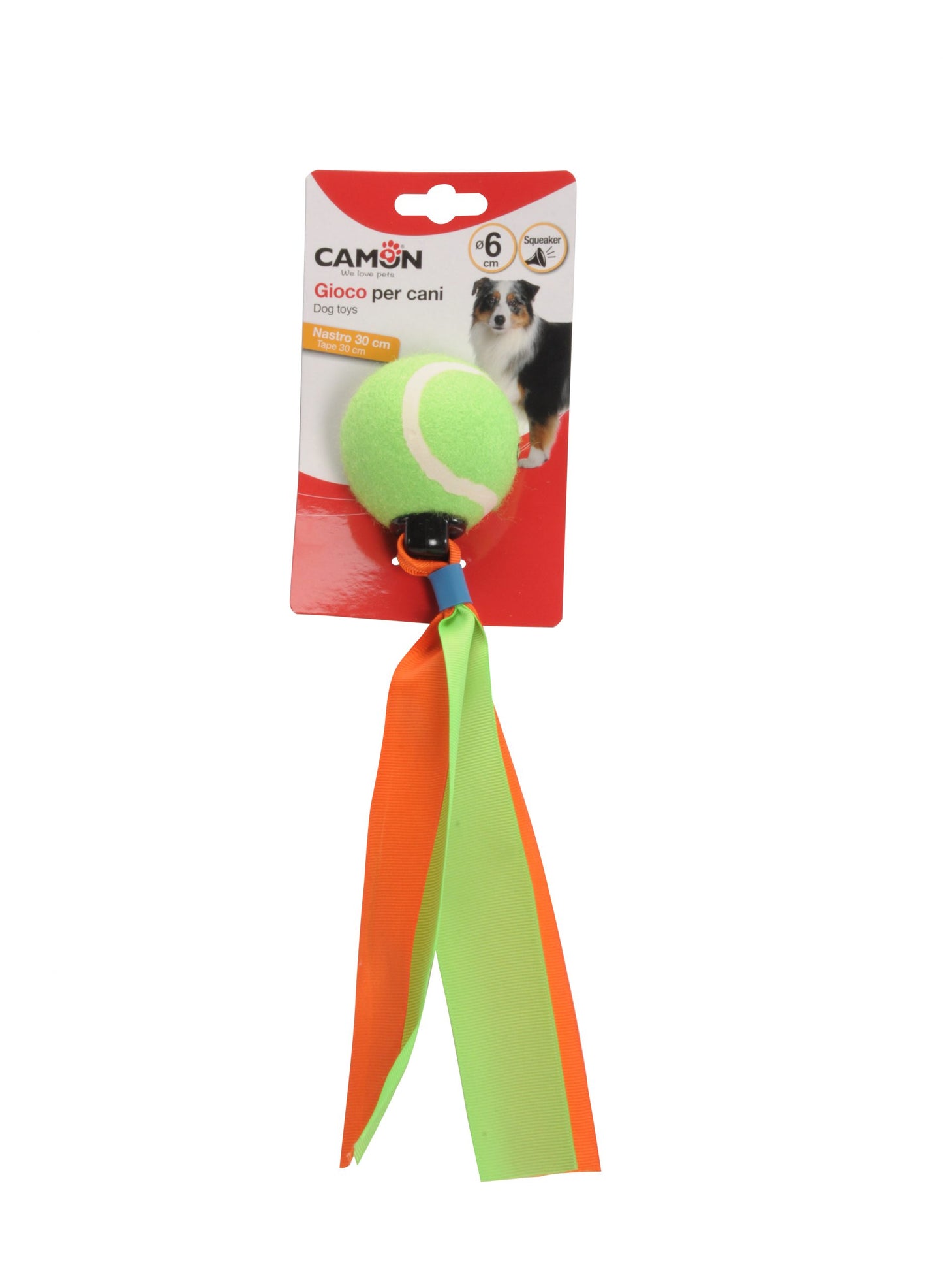 Tennis Ball w/ Squeaker and Ribbon 30CM