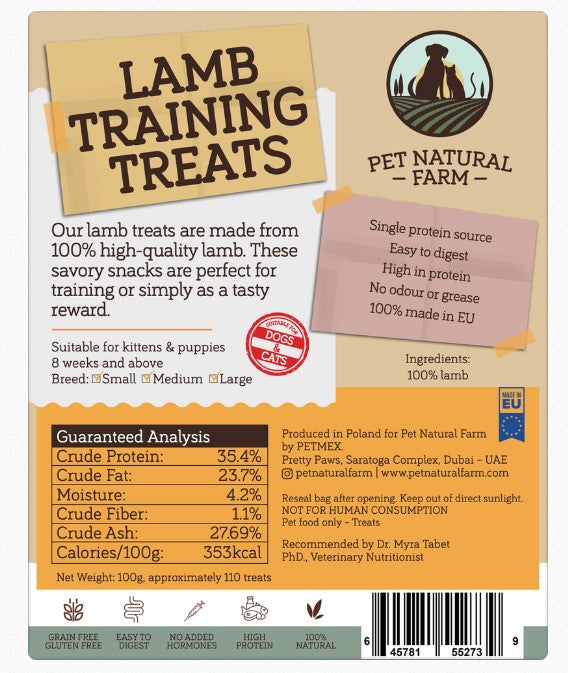 Lamb Training Treats for Cats & Dogs 100g